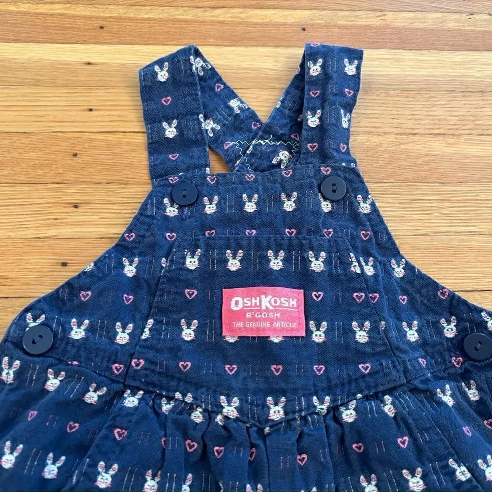 Osh Kosh B’Gosh vintage navy bunny rabbit embroidered overalls